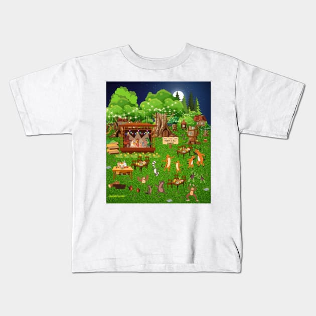 Party in the forest Kids T-Shirt by Lady Su